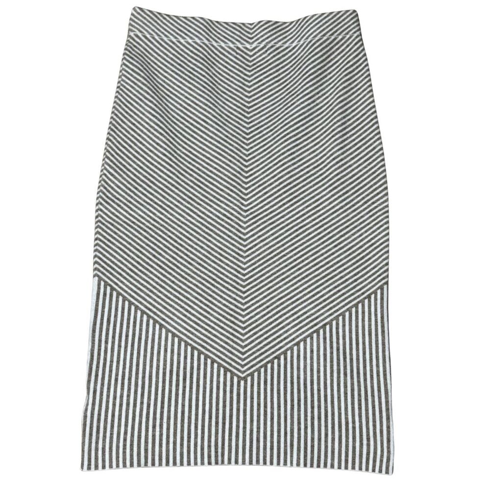 RACHEL ZOE Sweater Knit Pencil Skirt Medium Brown Cream Chevron EUC - Picture 3 of 5